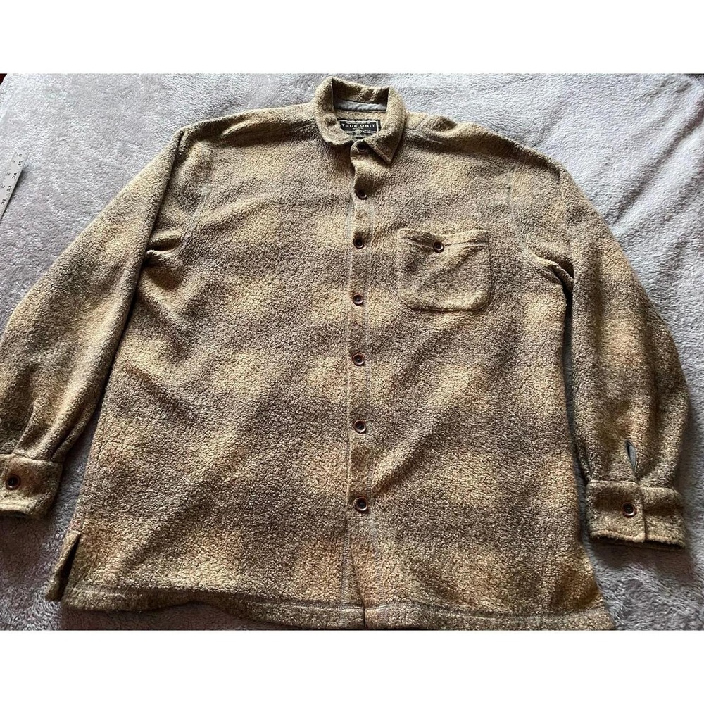 American Outdoor True Grit Men XLT Button Shirt Jacket Shacket Sherpa s39